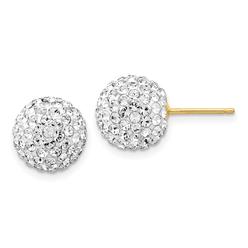 Diamond2Deal 14k Yellow Gold 10mm Disco Ball Crystal Stud Earrings