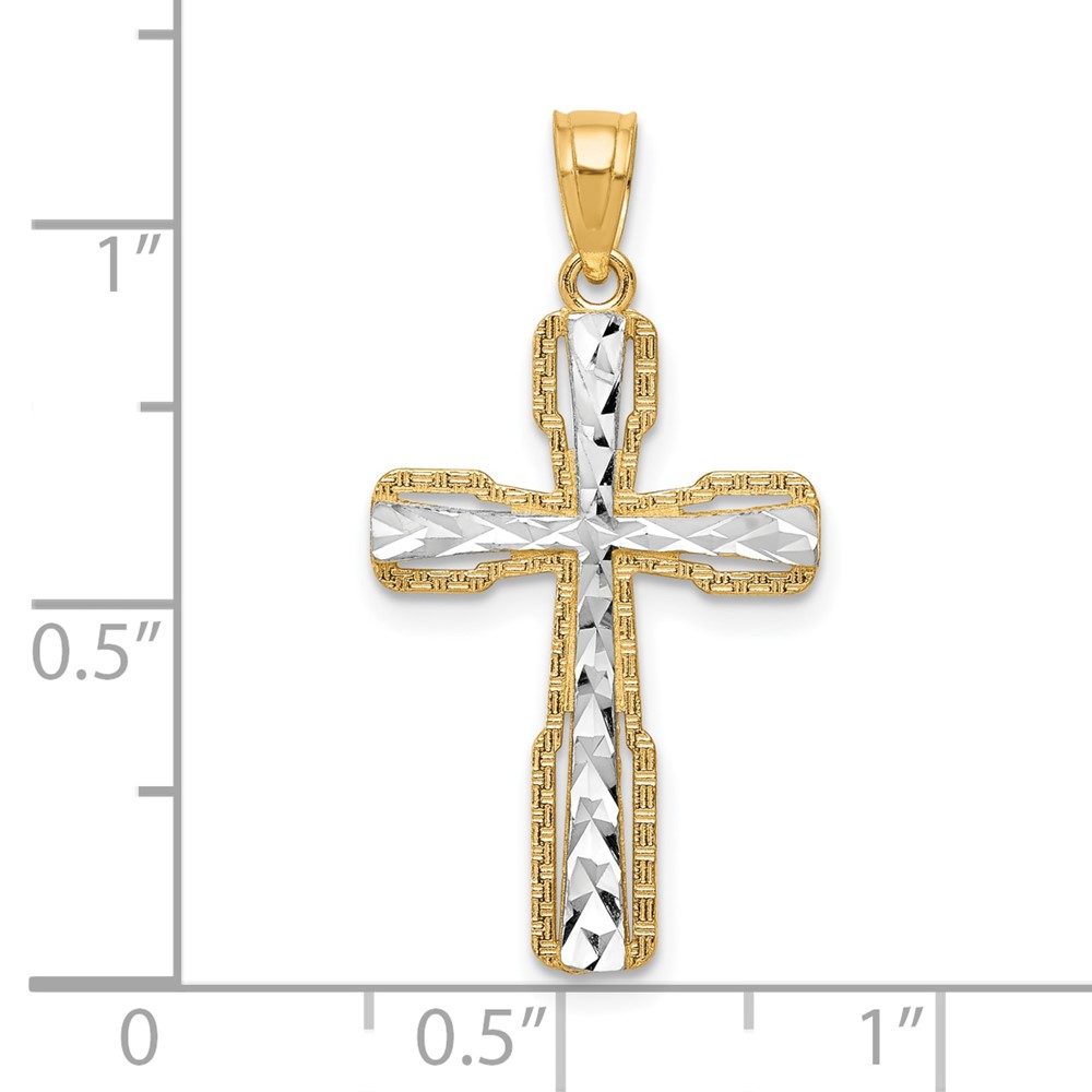Diamond2Deal 10k Yellow Gold Rhodium Pleted Diamond Cut Cross Pendant for Women