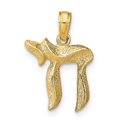 Diamond2Deal 14k Yellow Gold Chai Pendant Necklace for Women