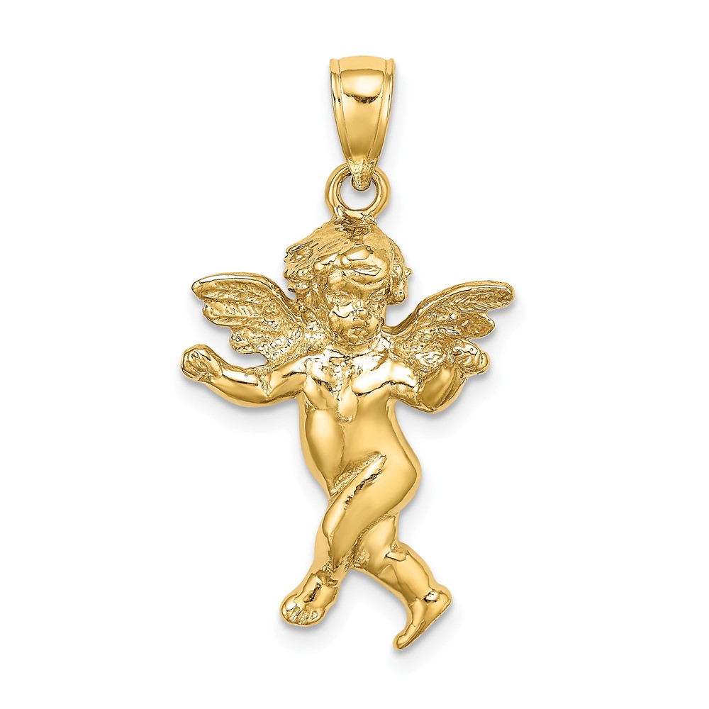 Diamond2Deal 14k Yellow Gold 2-D with Wings Out GUARDIAN ANGEL WALKING Charm