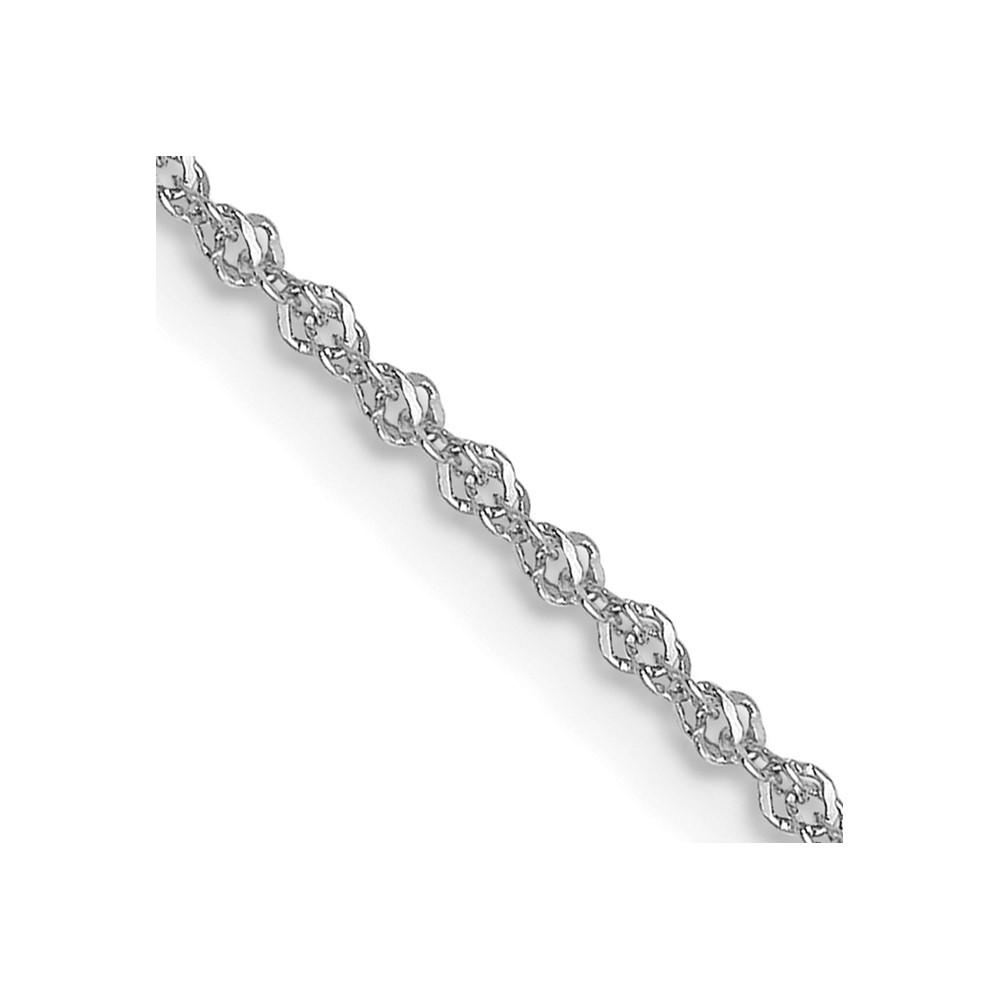 Diamond2Deal 14K White Gold Sparkle Singapore Chain Necklace, 24" (W-1Mm)