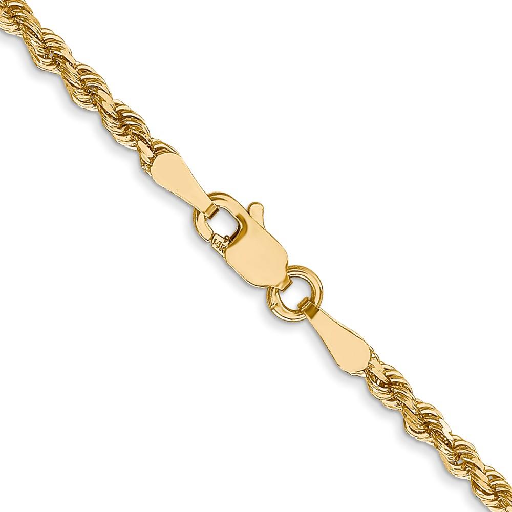 Diamond2Deal 14K Yellow Gold Diamond-Cut Rope Chain Necklace, 30" (W-2.5Mm)