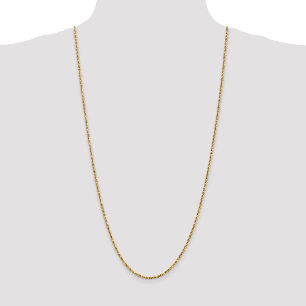 Diamond2Deal 14K Yellow Gold Diamond-Cut Rope Chain Necklace, 30" (W-2.5Mm)