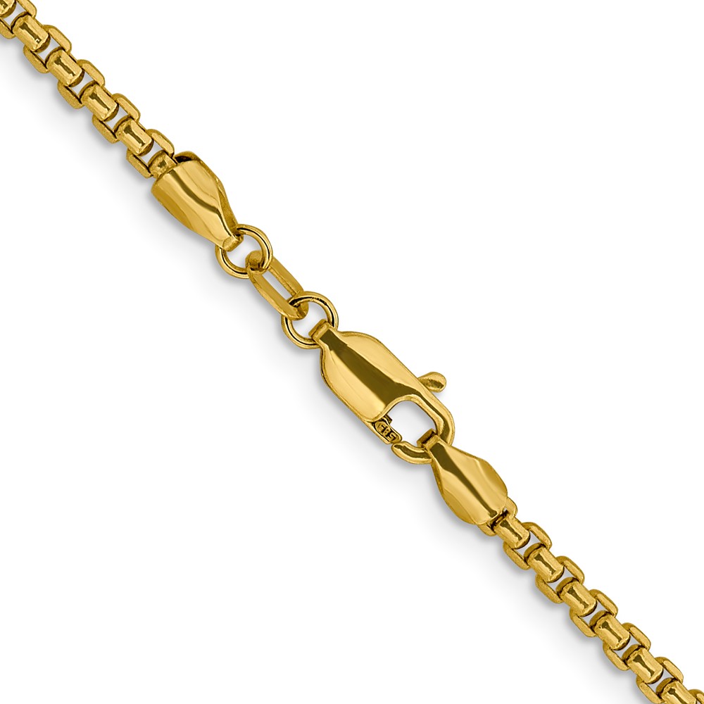 Diamond2Deal 14K Yellow Gold 2.4mm Diamond-Cut Round Box Chain Necklace for Women