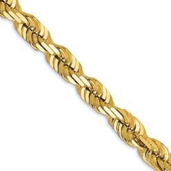 Diamond2Deal 14K Yellow Gold Diamond-Cut Rope Chain Necklace, 22" (W-6Mm)