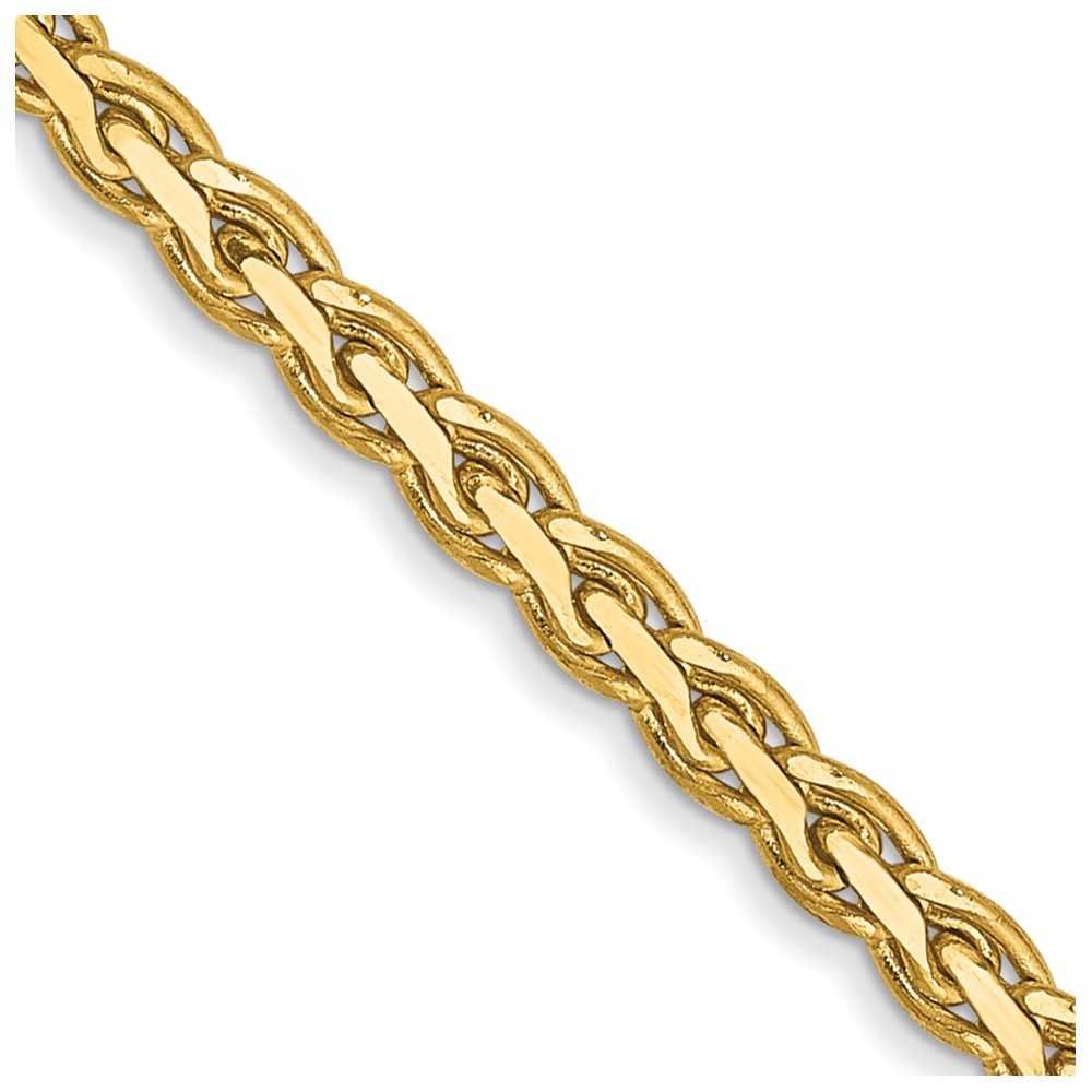 Diamond2Deal 14K Yellow Gold 2.5mm Flat Wheat Chain Necklace for Women