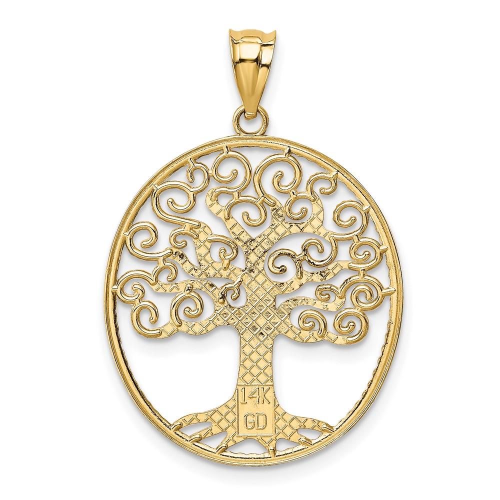 Diamond2Deal 14K Yellow Gold and Rhodium Plated Filigree Tree Of Life Pendant for Women
