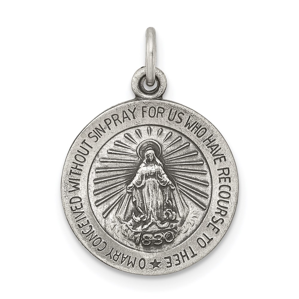 Diamond2Deal 925 Sterling Silver Antiqued Miraculous Medal Pendant