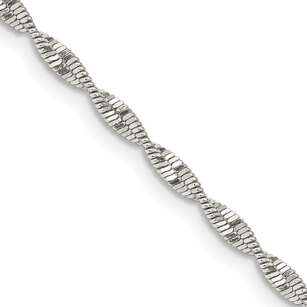 Diamond2Deal 925 Sterling-Silver 2mm Twisted Herringbone Chain Necklace