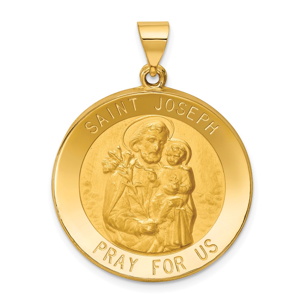 Diamond2Deal 14K Yellow Gold Polished and Satin St. Joseph Medal Pendant