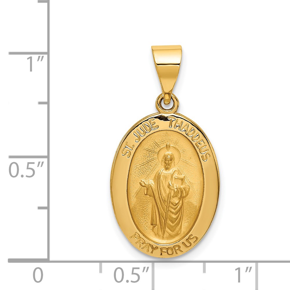 Diamond2Deal 14K Yellow Gold Polished and Satin St. Jude Thaddeus Medal Pendant for Women