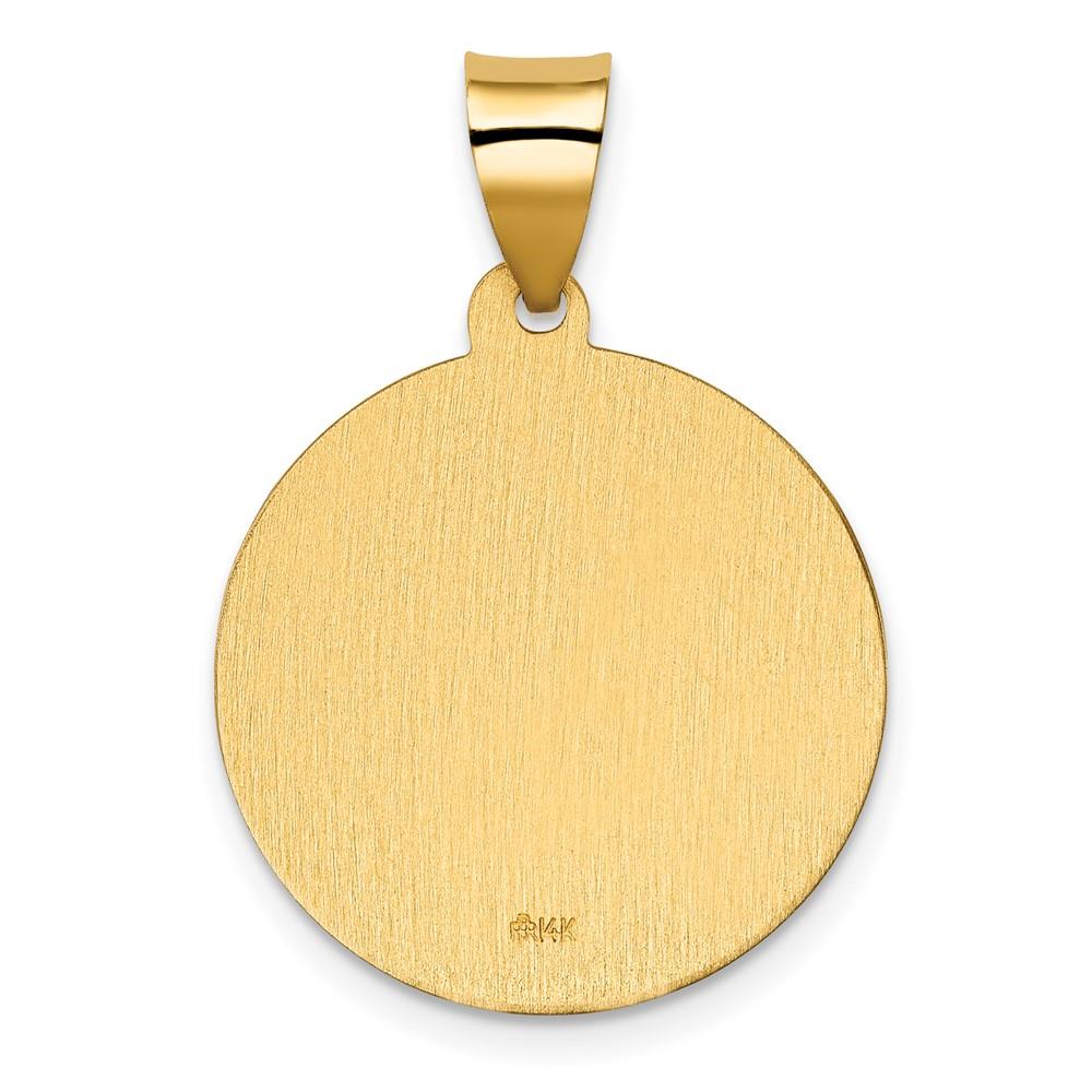 Diamond2Deal 14K Yellow Gold Polished Satin Hollow Spanish St. Jude Thaddeus Medal Pendant for Women
