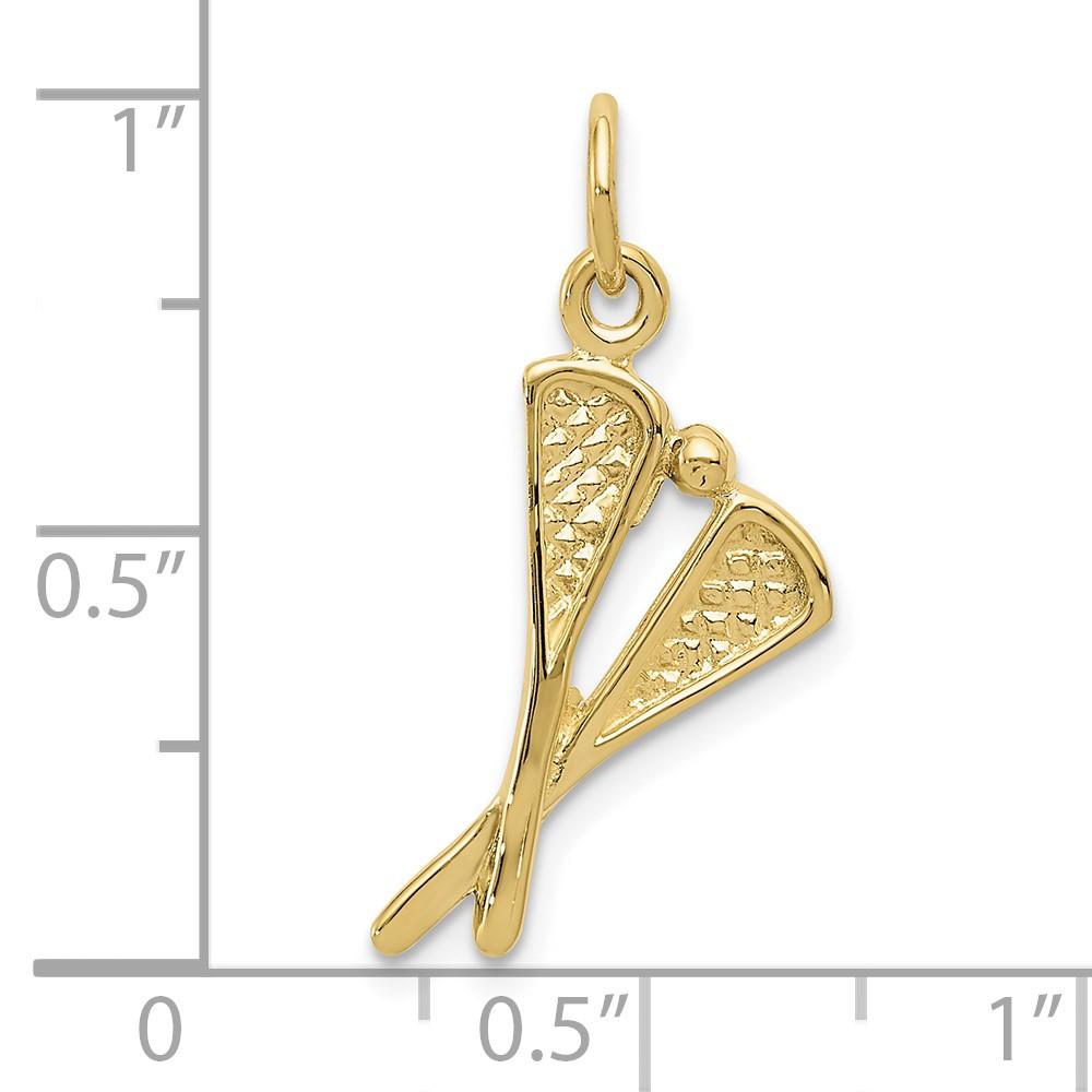 Diamond2Deal 10k Yellow Gold Polished Lacrosse Sticks Charm Gift for Women
