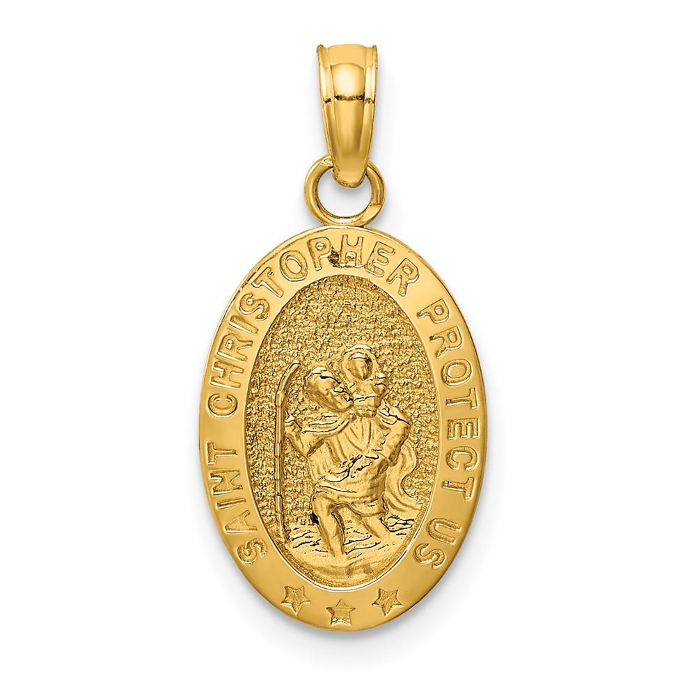 Diamond2Deal 10k Yellow Gold Saint Christopher Medal Pendant Gift for Women