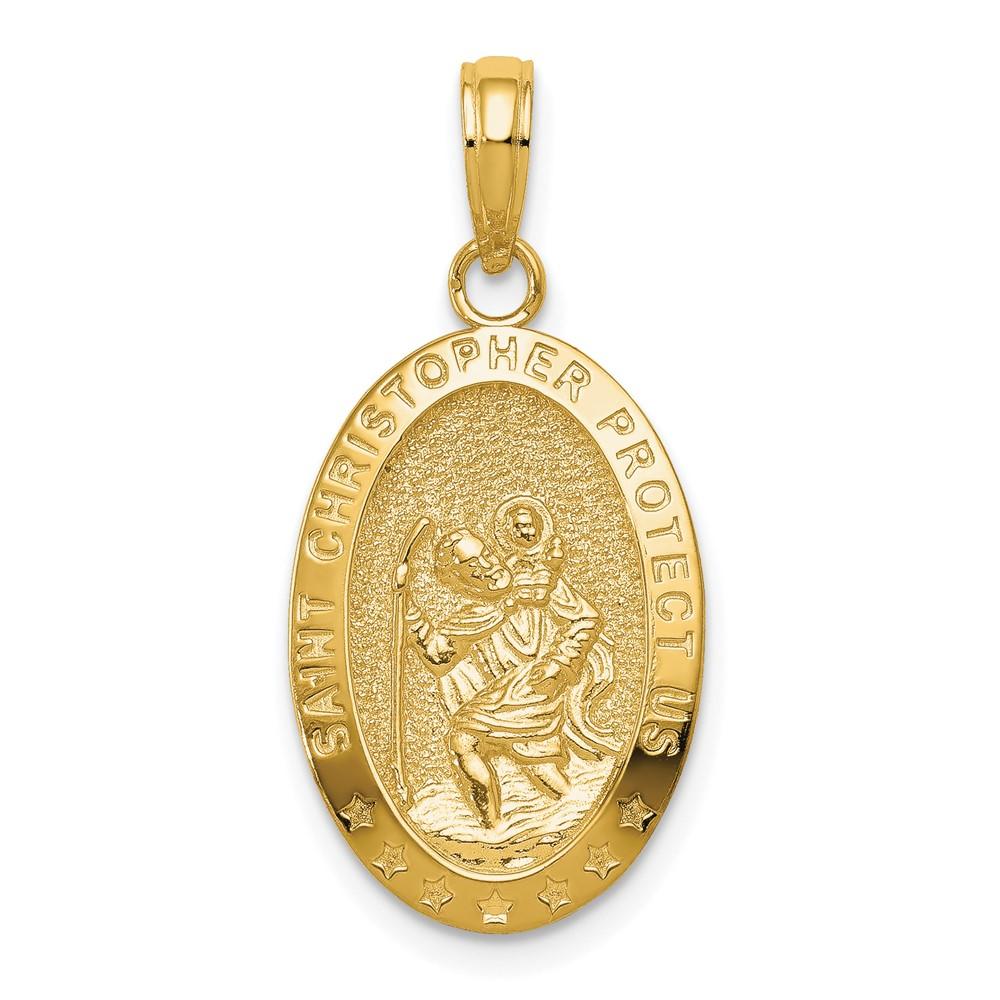 Diamond2Deal 10k Yellow Gold Saint Christopher Medal Pendant Gift for Women