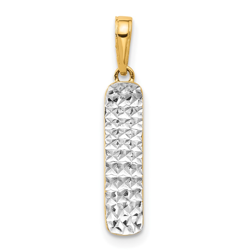 Diamond2Deal 14k Yellow Gold and White Rhodium Diamond-Cut Skateboard Pendant Fine Jewelry Gift for Women