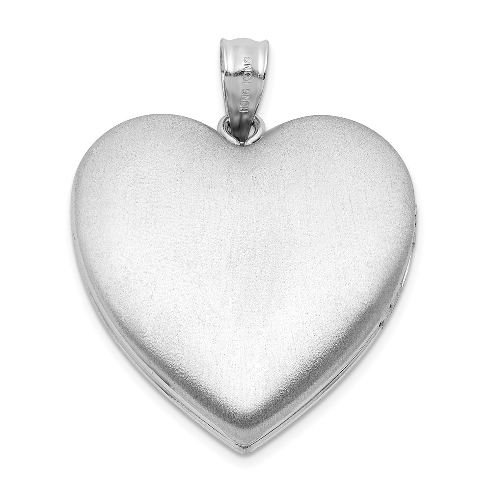 Diamond2Deal Sterling Silver Rh-plated Filigree Always In My Heart 24mm Heart Locket