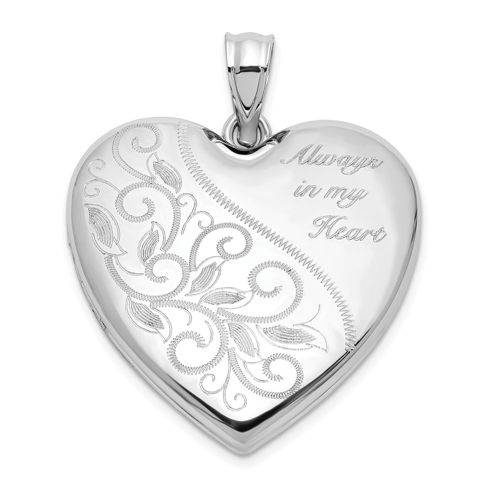 Diamond2Deal Sterling Silver Rh-plated Filigree Always In My Heart 24mm Heart Locket