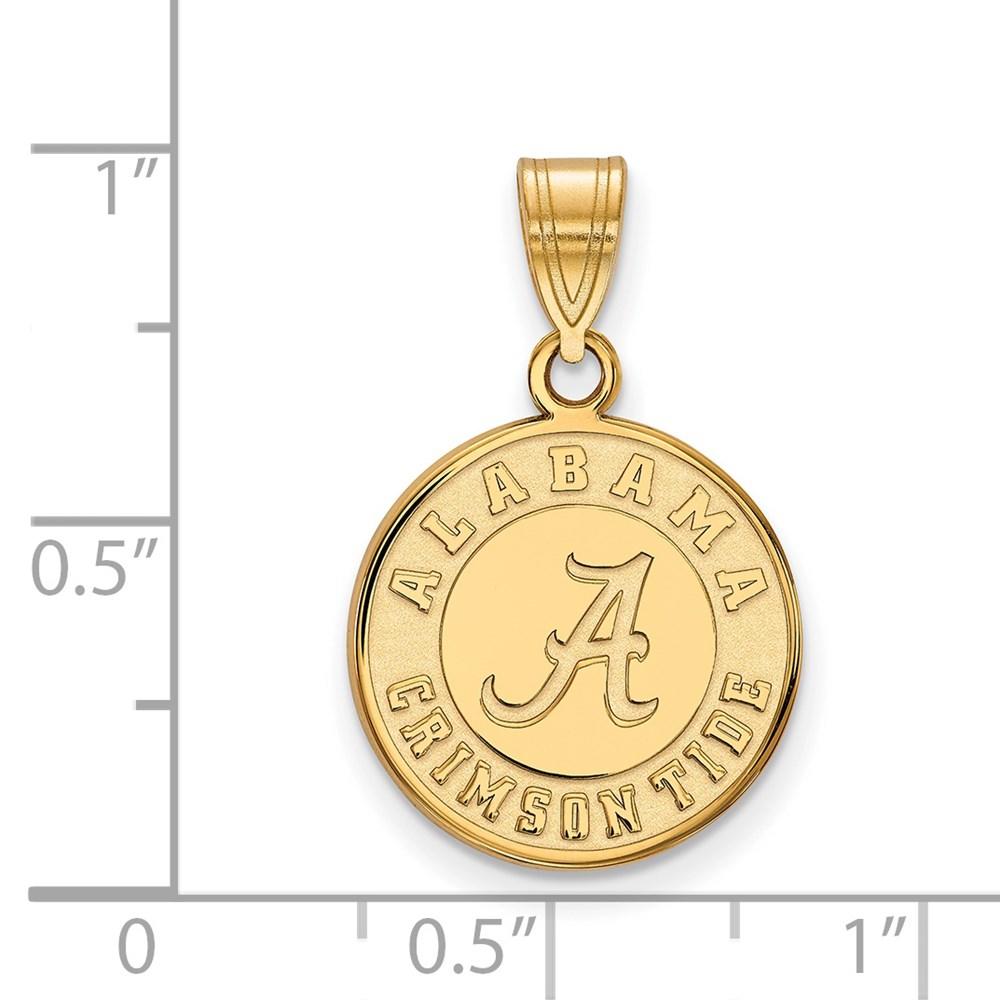 Diamond2Deal Sterling Silver Gold-plated LogoArt University of Alabama Crimson Tide Medium Disc Pendant