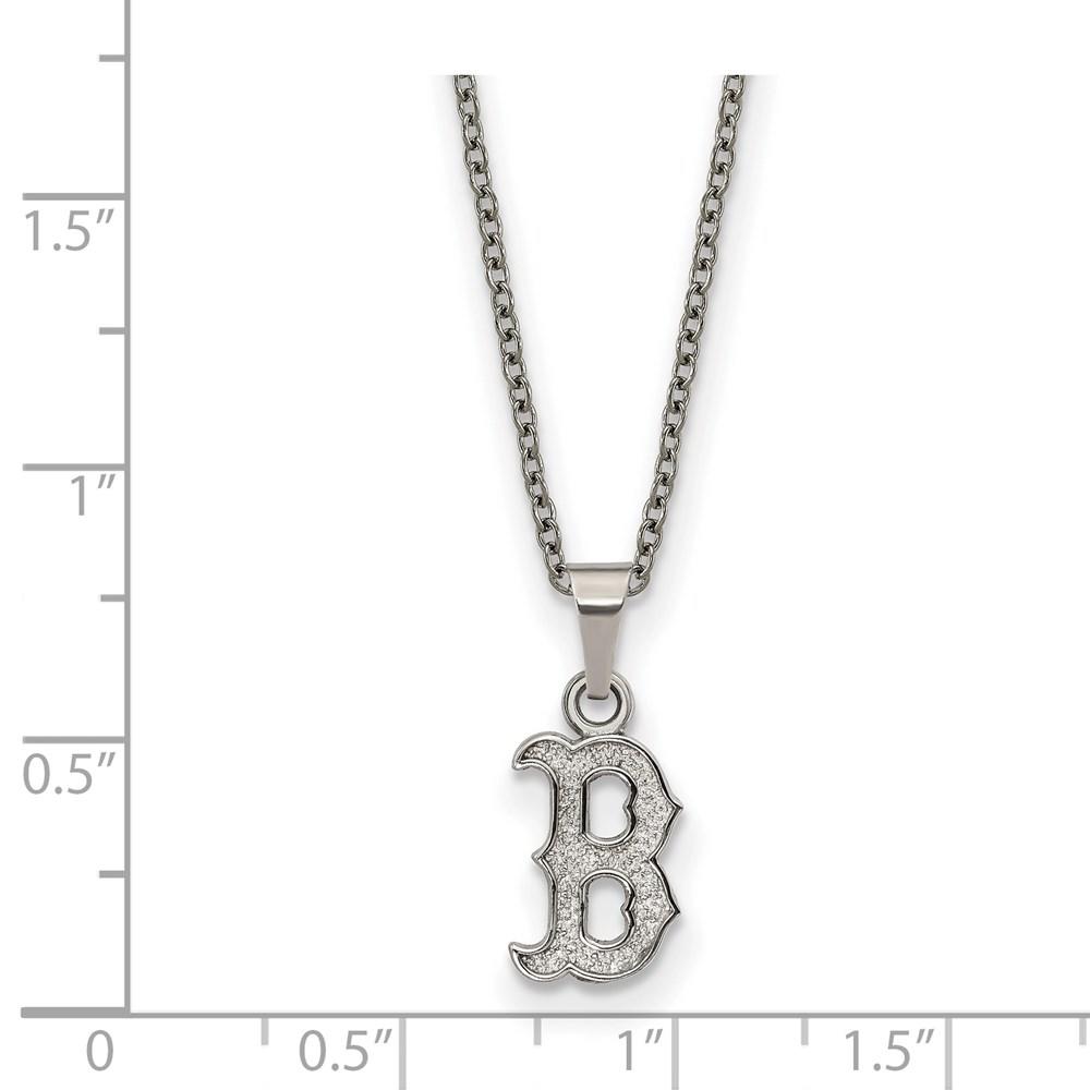 Diamond2Deal Stainless Steel MLB LogoArt Boston Red Sox Letter B Pendant 18 inch Necklace with 2 inch Extender
