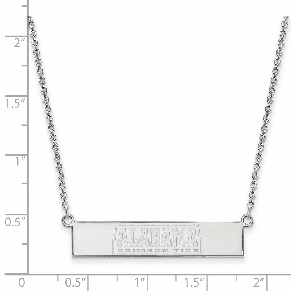 Diamond2Deal Sterling Silver Rhodium-plated LogoArt University of Alabama Crimson Tide Small Bar 18 inch Necklace