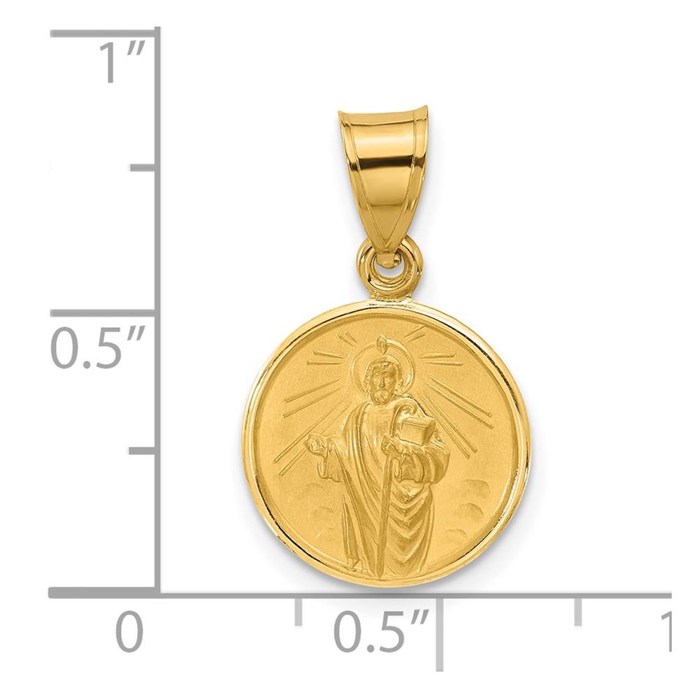 Diamond2Deal 14k Yellow Gold Polished and Satin Solid St Jude Thaddeus Medal