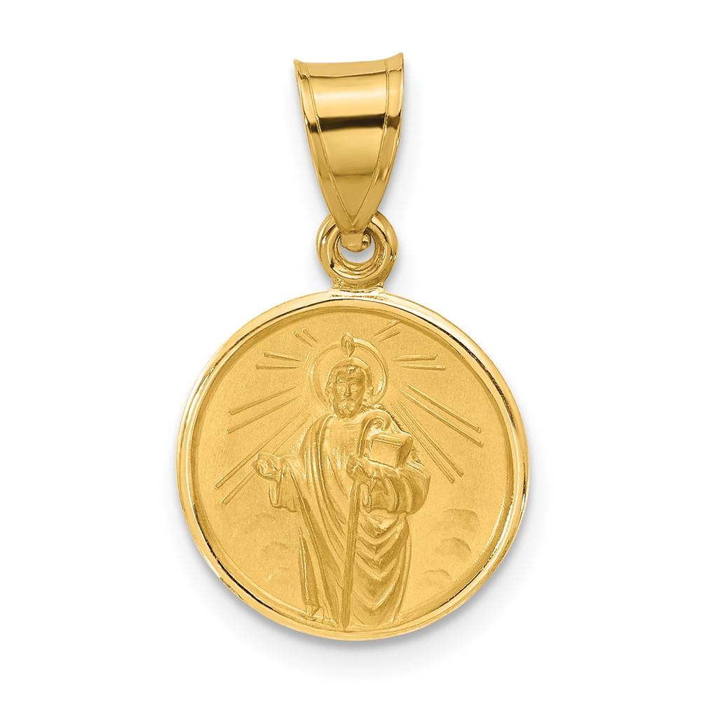 Diamond2Deal 14k Yellow Gold Polished and Satin Solid St Jude Thaddeus Medal