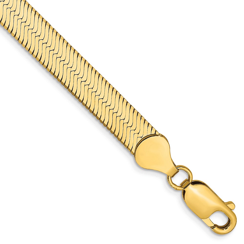 Diamond2Deal 10k Yellow Gold 6.5mm Silky Herringbone Chain