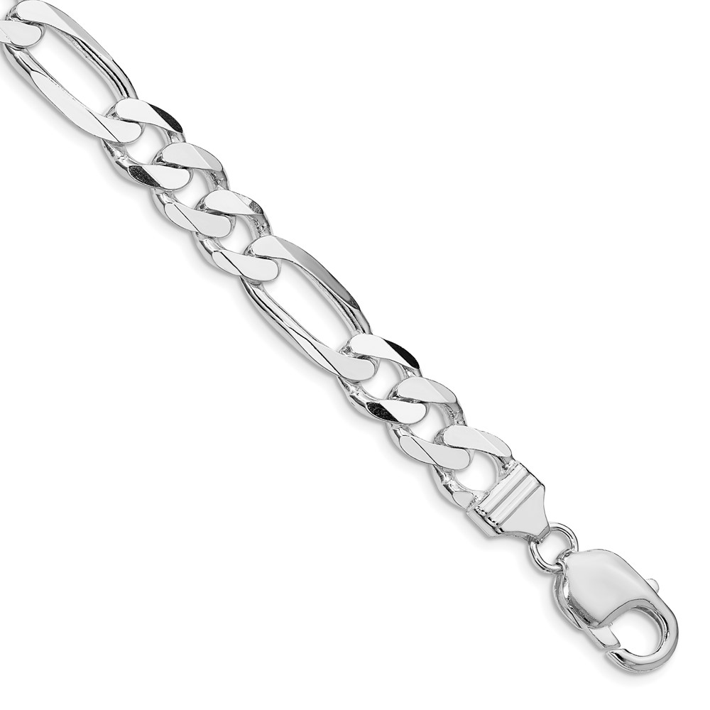 Diamond2Deal Sterling Silver Rhodium-plated 9mm Figaro Chain