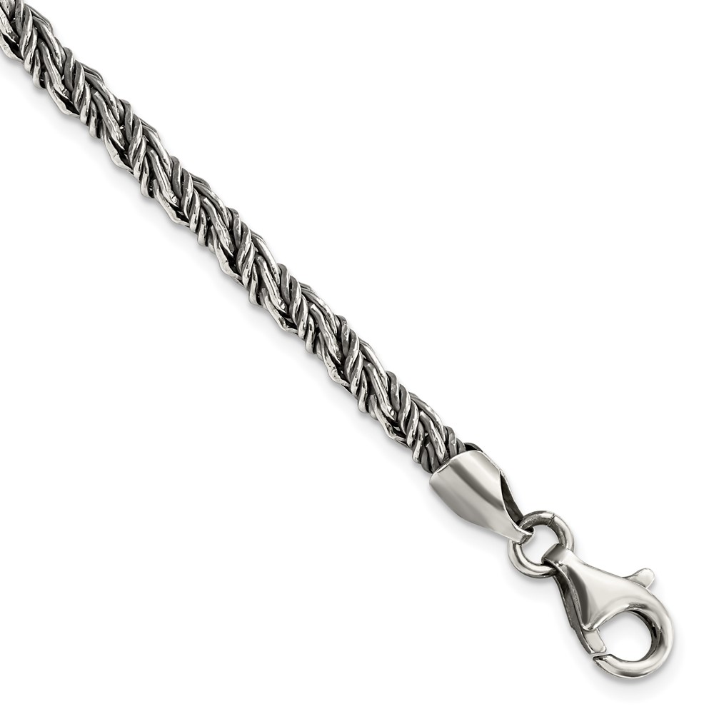 Diamond2Deal Sterling Silver Antiqued Polished Rope Bracelet