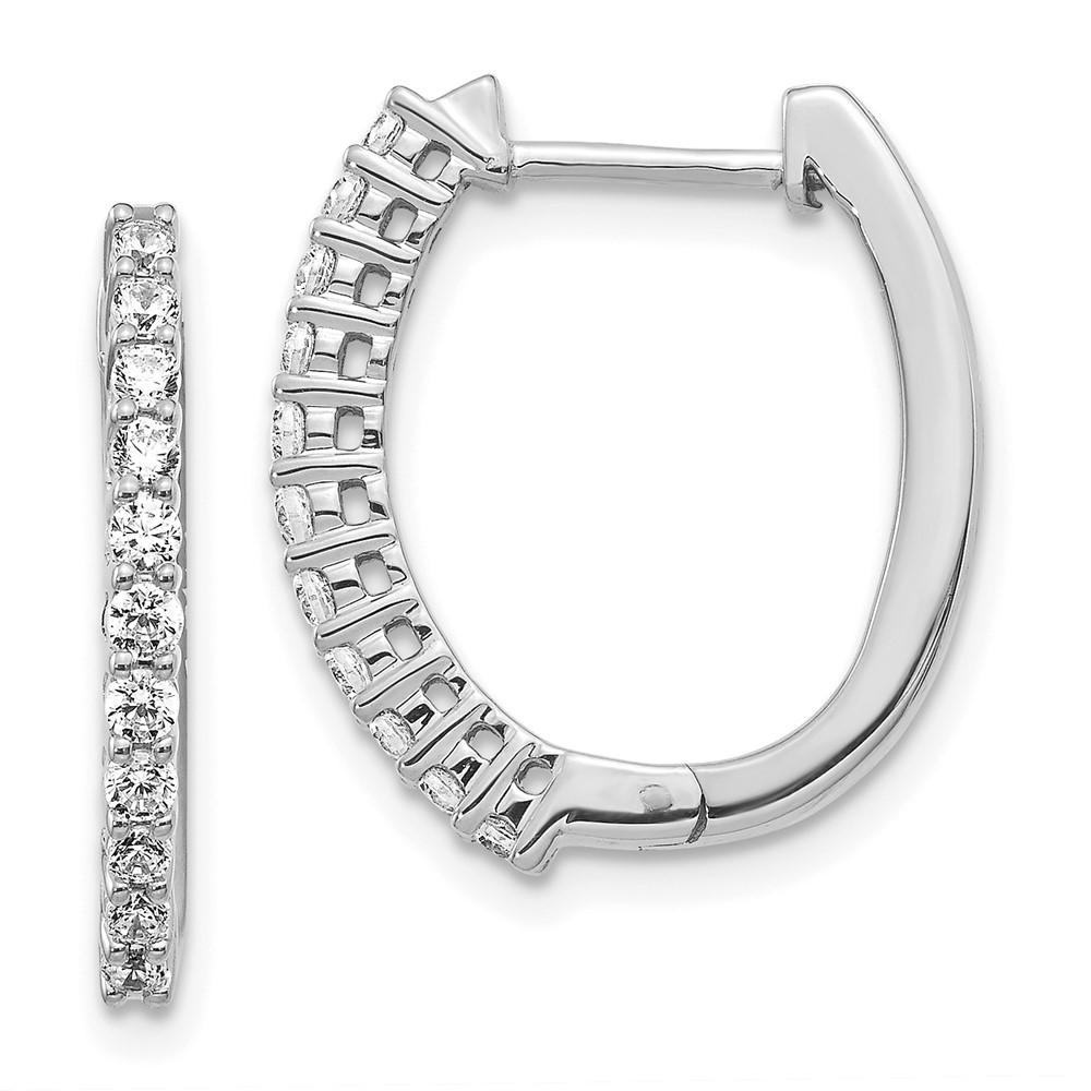 Diamond2Deal 14k White Gold Diamond Hinged Hoop Earrings 