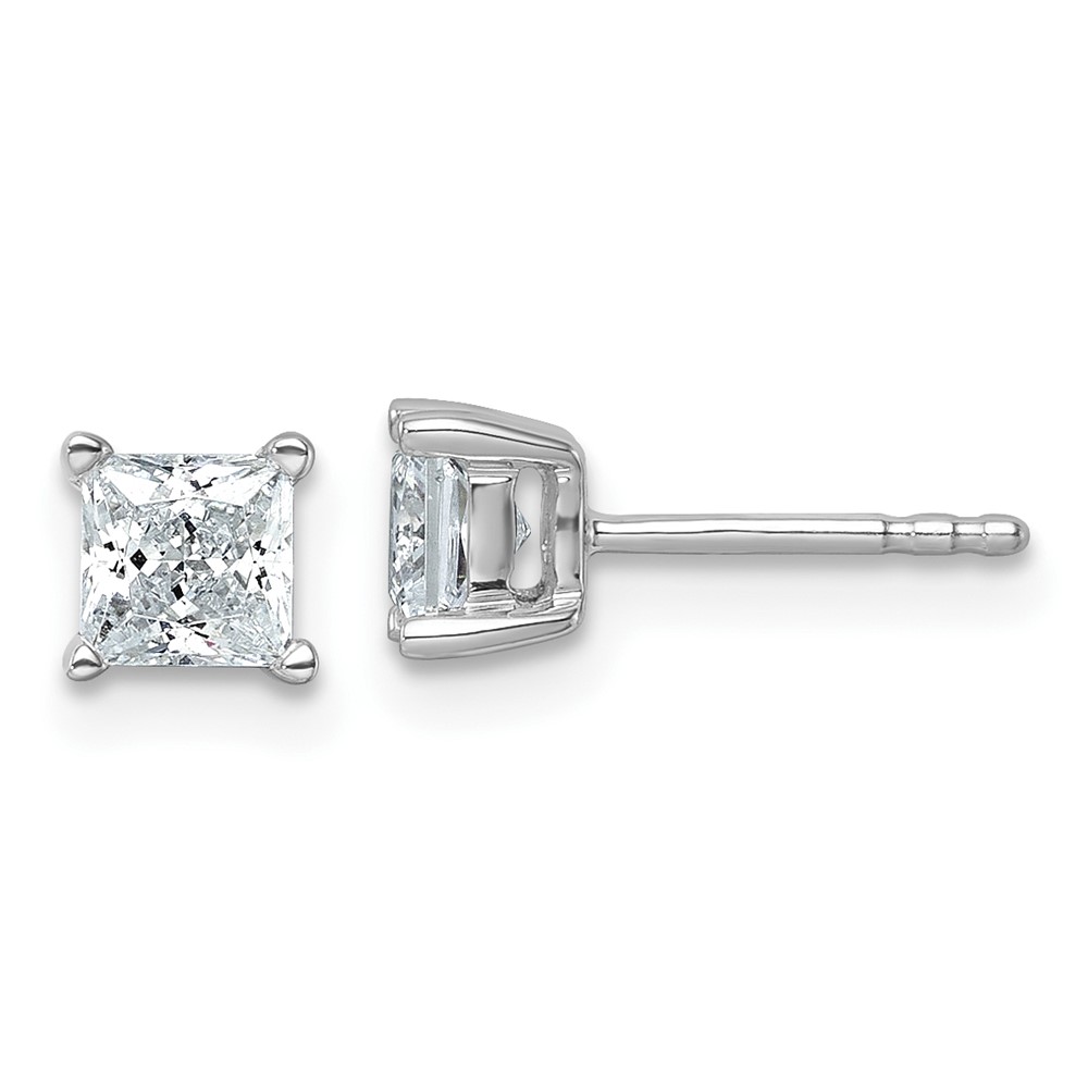 Diamond2Deal 14k White Gold 1 carat total weight Princess VS/SI DEF Lab Grown Diamond 4 Prong Stud Post Earrings