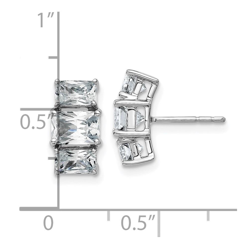 Diamond2Deal 14k White Gold Octagon Radiant 3 Stone D E F Pure Light Moissanite Earrings