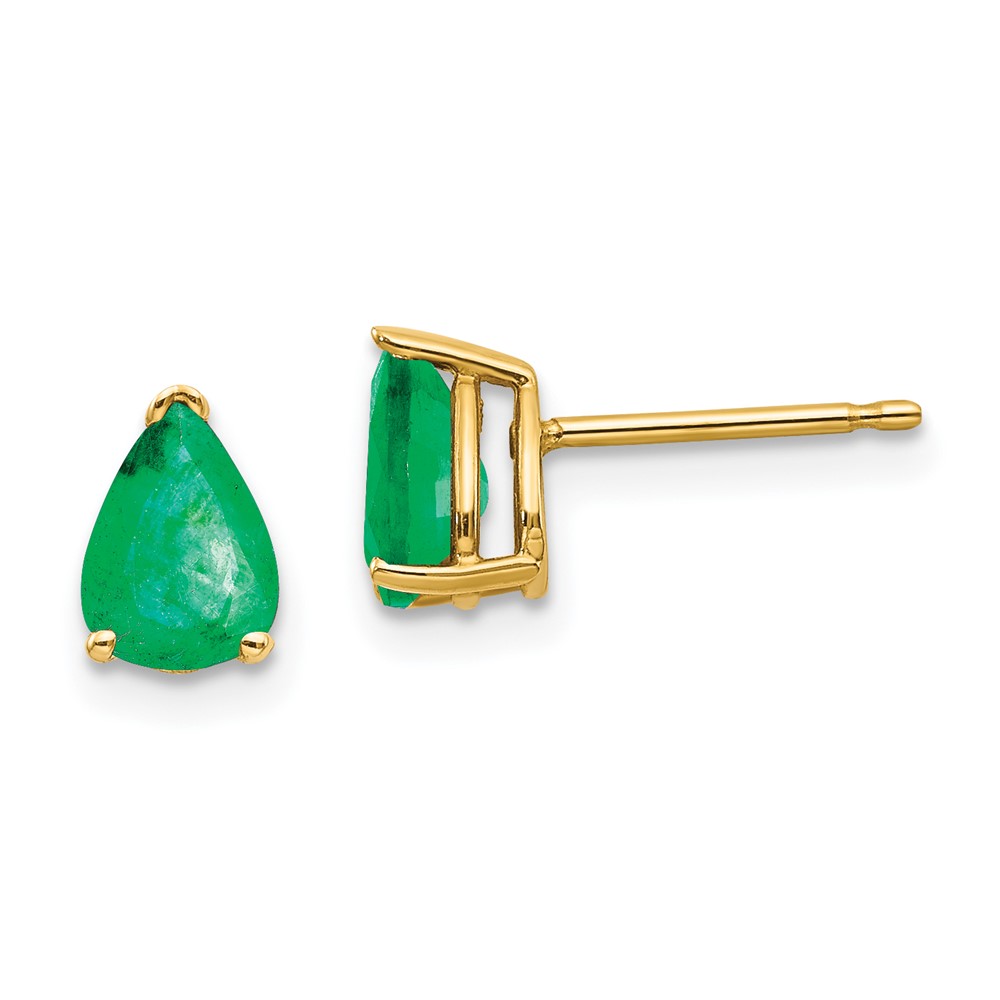 Diamond2Deal 14k Yellow Gold Emerald Post Earrings