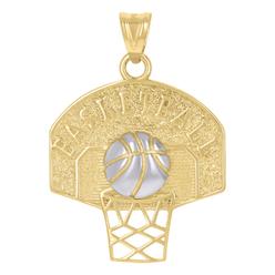 Diamond2Deal 10k Two-Tone Gold Basket Ball Sports Charm Pendant for Mens