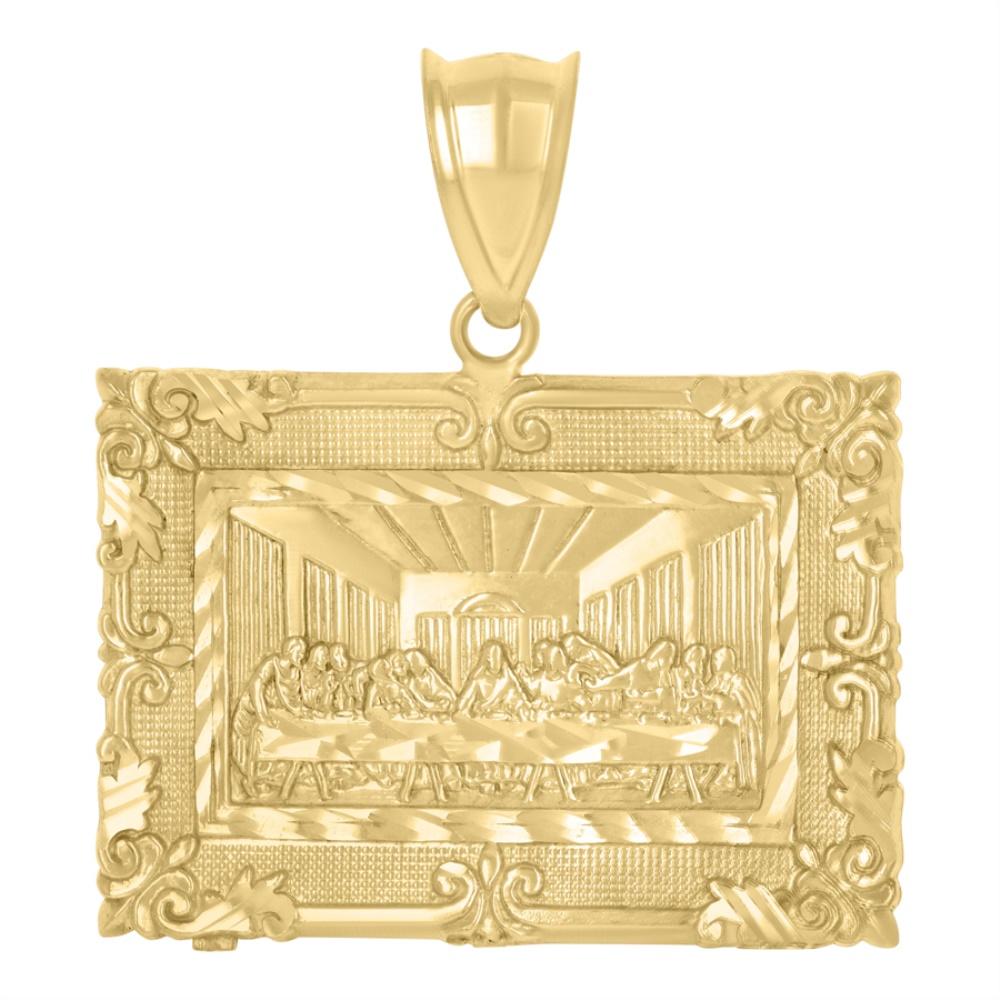 Diamond2Deal 10k Yellow Gold Last Supper Religious Charm Pendant for Men