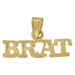 Diamond2Deal 10k Yellow Gold Textured Brat Letters and Words Charm Pendant for Men