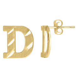 Diamond2Deal 10k Yellow Gold Initials Letter D Stud Earrings for Men