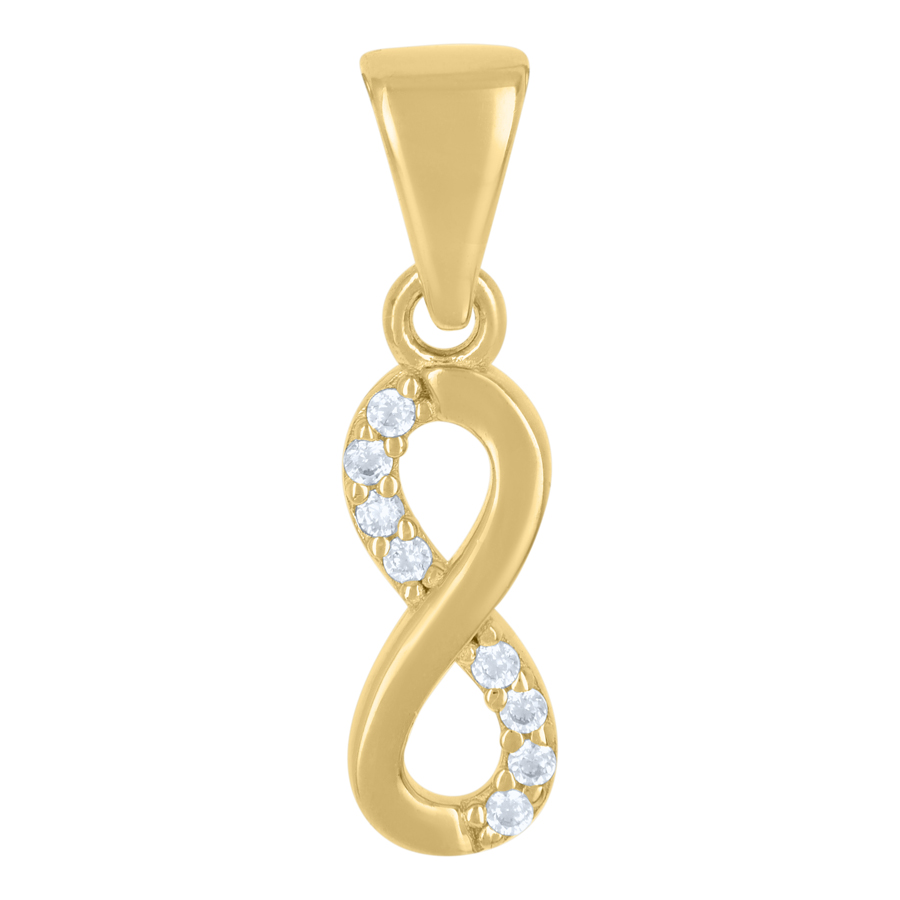 Diamond2Deal 14K Yellow Gold Cubic-Zirconia Infinity Love Symbol Charm Pendant For Women