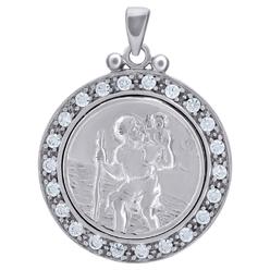Diamond2Deal 925 Sterling Silver Cubic Zirconia Religious Saint Christopher Charm Pendant Gift for Women