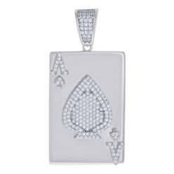 Diamond2Deal 925 Sterling Silver Cubic Zirconia Ace Of Spade Playing Cards Gambling Charm Pendant Gift for Mens