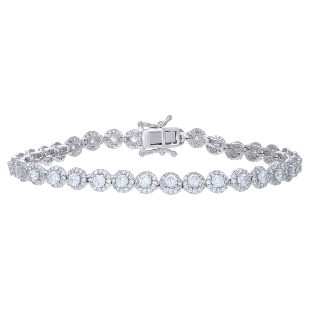 Diamond2Deal 925 Sterling Silver Cubic Zirconia Link Fashion Bracelet Size 7" Gift for Women
