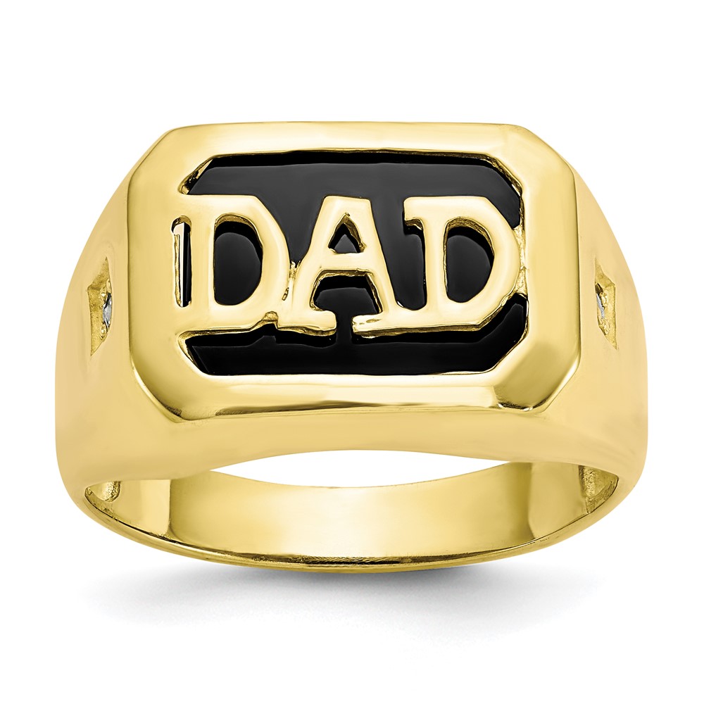Diamond2Deal 10k Yellow Gold Men's Diamond and Black Onyx DAD Ring