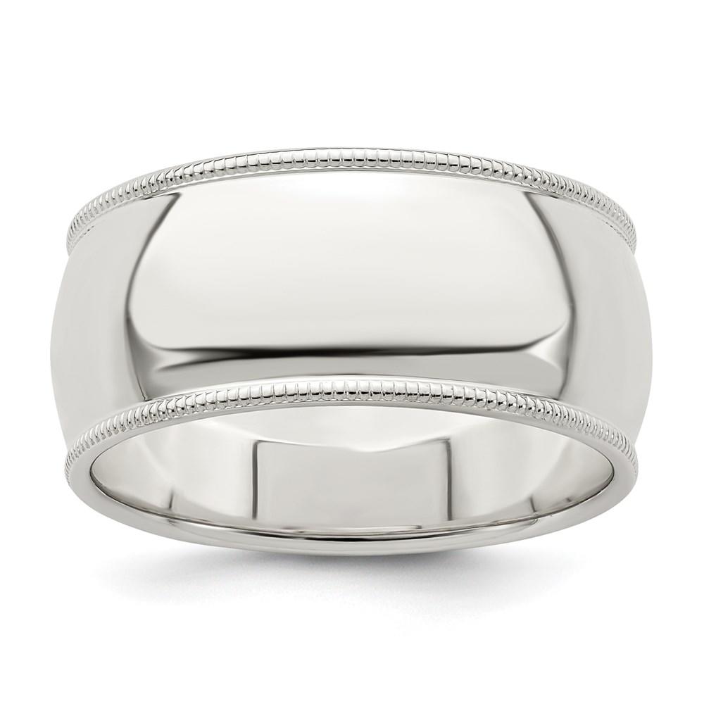Diamond2Deal 925 Sterling Silver 9mm Half Round Milgrain Band Ring for Women