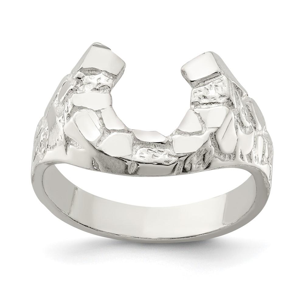 Diamond2Deal 925 Sterling Silver Horseshoe Ring for mens