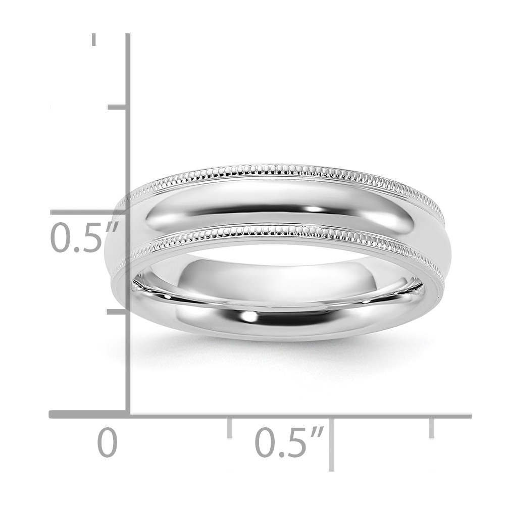 Diamond2Deal 925 Sterling Silver 5mm Comfort Fit Half Round Milgrain Band Ring for Women