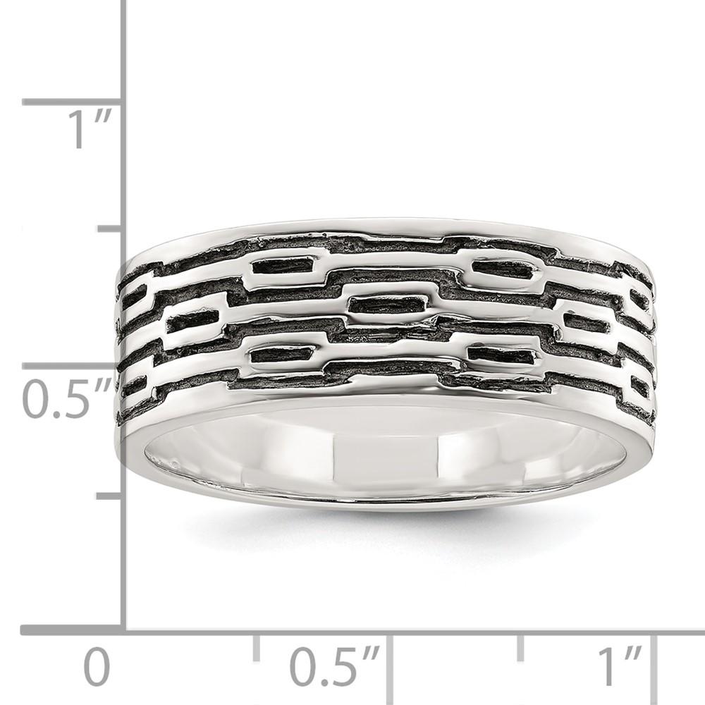 Diamond2Deal 925 Sterling Silver Polished Oxidized Patterned Men's Band Ring for mens