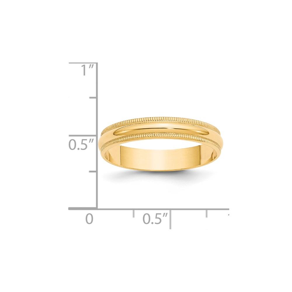 Diamond2Deal 14k Yellow Gold 4mm Lightweight Milgrain Half Round Wedding Band Size 4.5