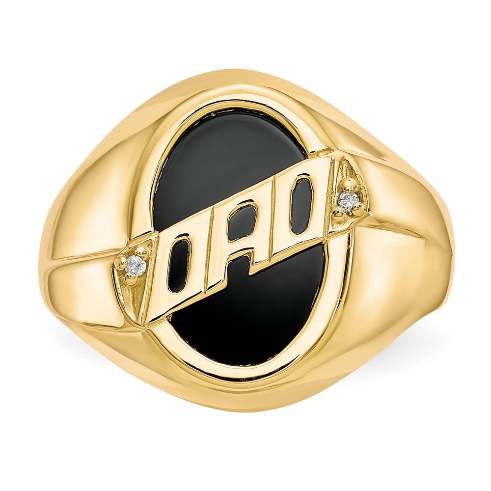 Diamond2Deal 10K Yellow Gold Men's Diamond and Black Onyx DAD Ring