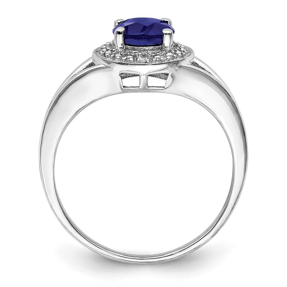 Diamond2Deal Sterling Silver Rhodium-plated Diamond and Created Sapphire Engagement Ring Size 6 Gift for Women